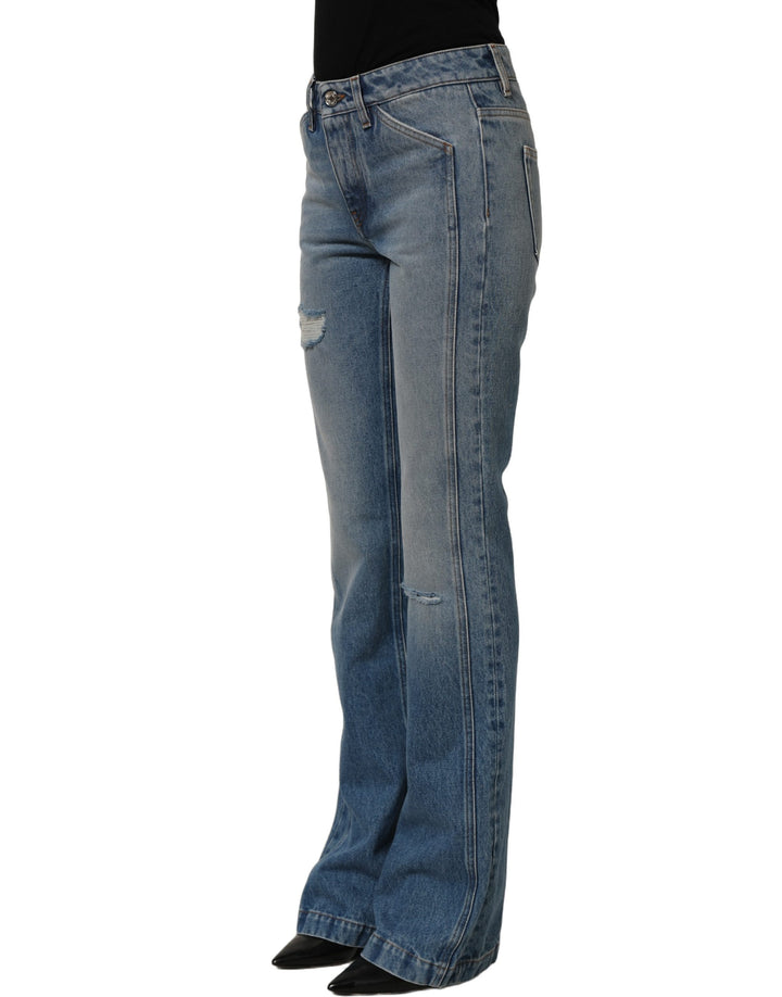Dolce &amp; Gabbana Blue Cotton Boot Cut Denim Trouser Jeans