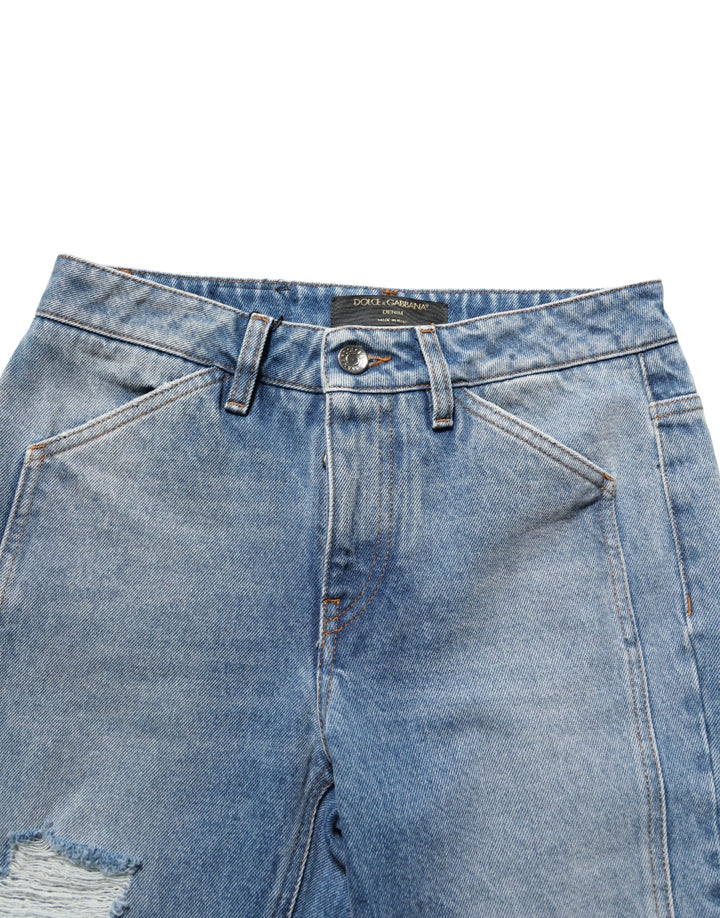 Dolce &amp; Gabbana Blue Cotton Boot Cut Denim Trouser Jeans