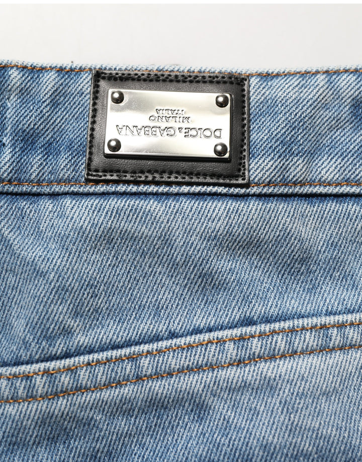 Dolce &amp; Gabbana Blue Cotton Boot Cut Denim Trouser Jeans