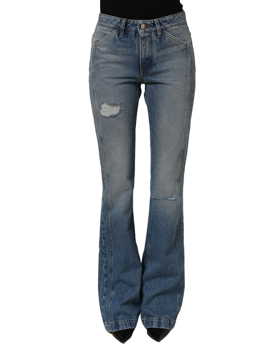 Dolce &amp; Gabbana Blue Cotton Boot Cut Denim Trouser Jeans