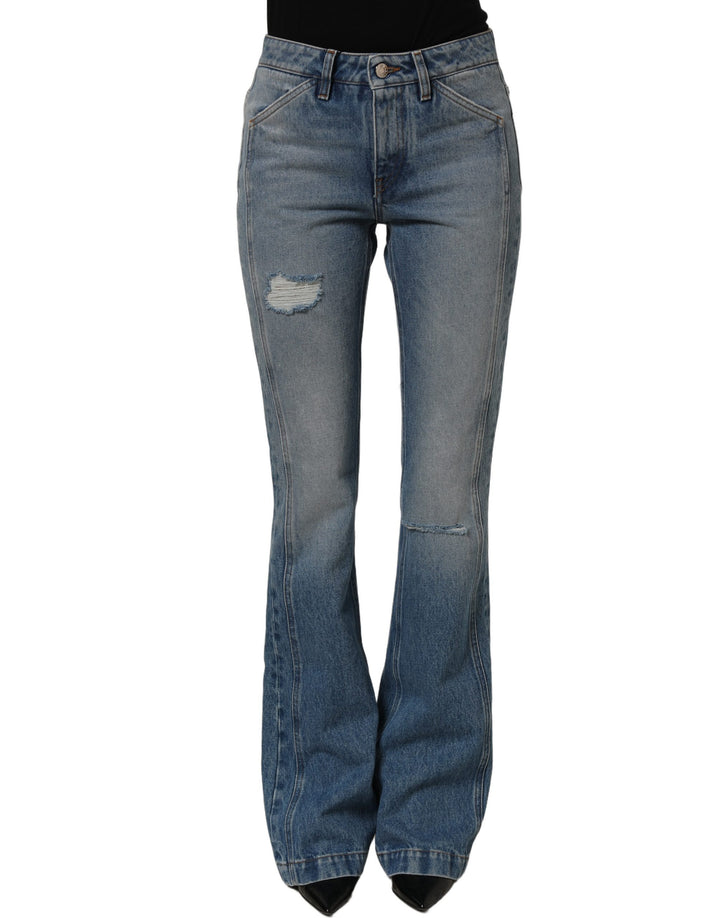 Dolce &amp; Gabbana Blue Cotton Boot Cut Denim Trouser Jeans