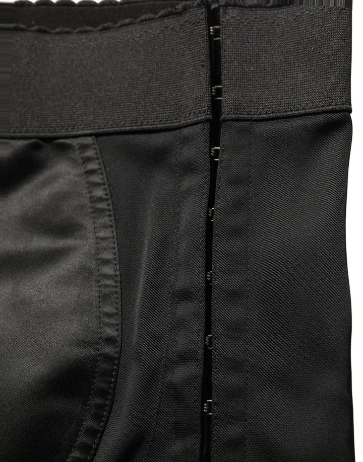 Dolce &amp; Gabbana Black Nylon HighWaist Elastic Waistband Shorts