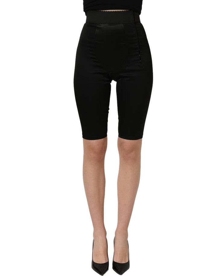 Dolce &amp; Gabbana Black Nylon HighWaist Elastic Waistband Shorts