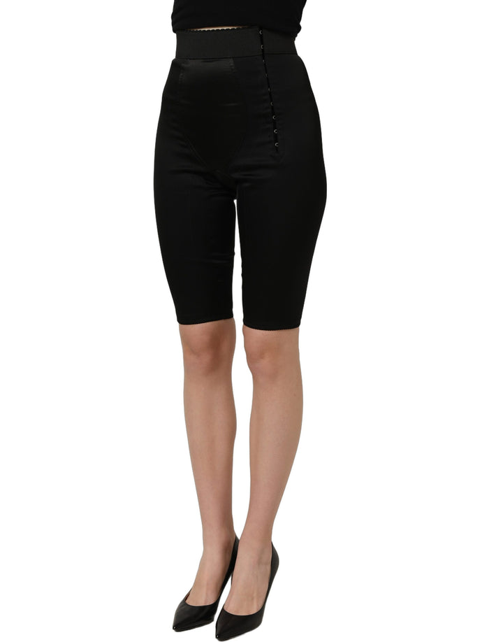 Dolce &amp; Gabbana Black Nylon HighWaist Elastic Waistband Shorts