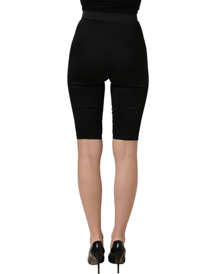 Dolce &amp; Gabbana Black Nylon HighWaist Elastic Waistband Shorts
