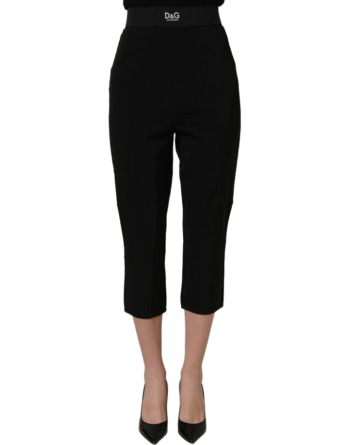 Dolce &amp; Gabbana Black Viscose High Waist Capri Trouser Pants