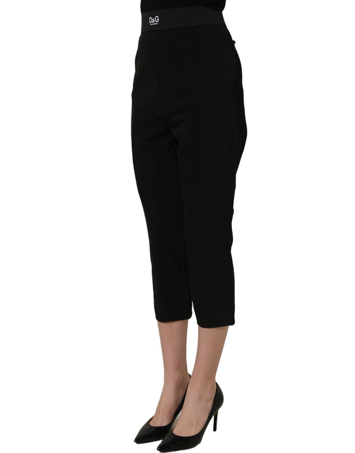 Dolce &amp; Gabbana Black Viscose High Waist Capri Trouser Pants