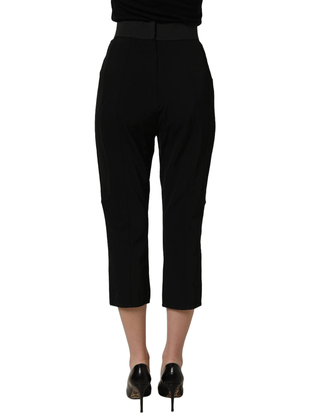 Dolce &amp; Gabbana Black Viscose High Waist Capri Trouser Pants