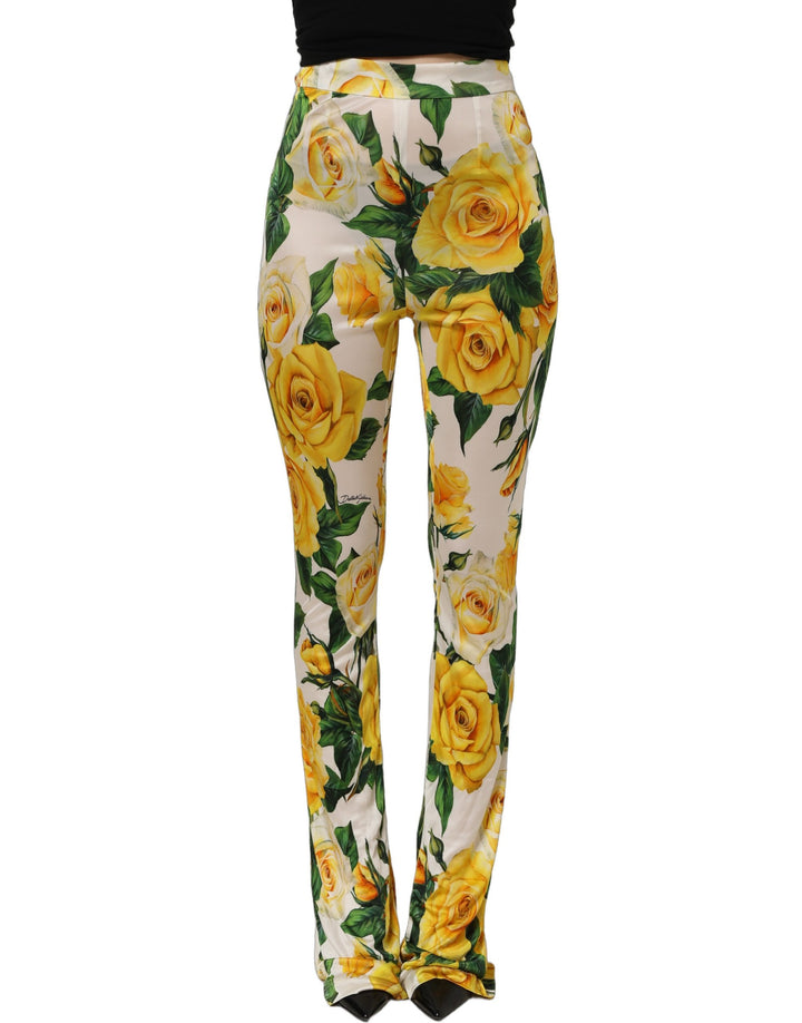 Dolce &amp; Gabbana Multicolor Floral High Waist Straight Pants