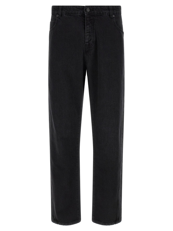 Balmain Black Cotton Straight-Leg Jeans