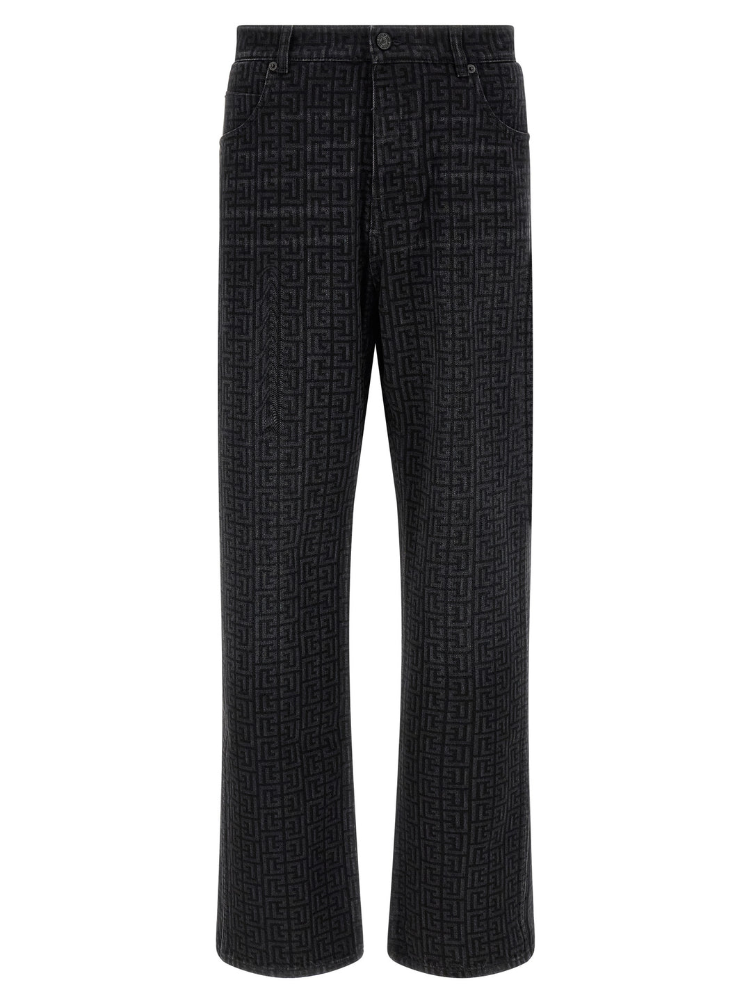 Balmain Black Cotton Straight-Leg Jeans