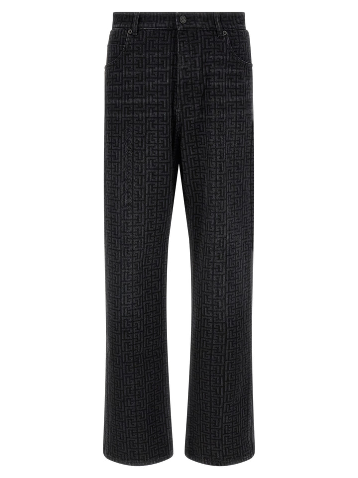 Balmain Black Cotton Straight-Leg Jeans