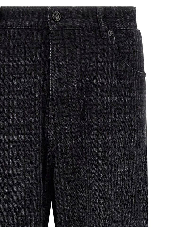 Balmain Black Cotton Straight-Leg Jeans