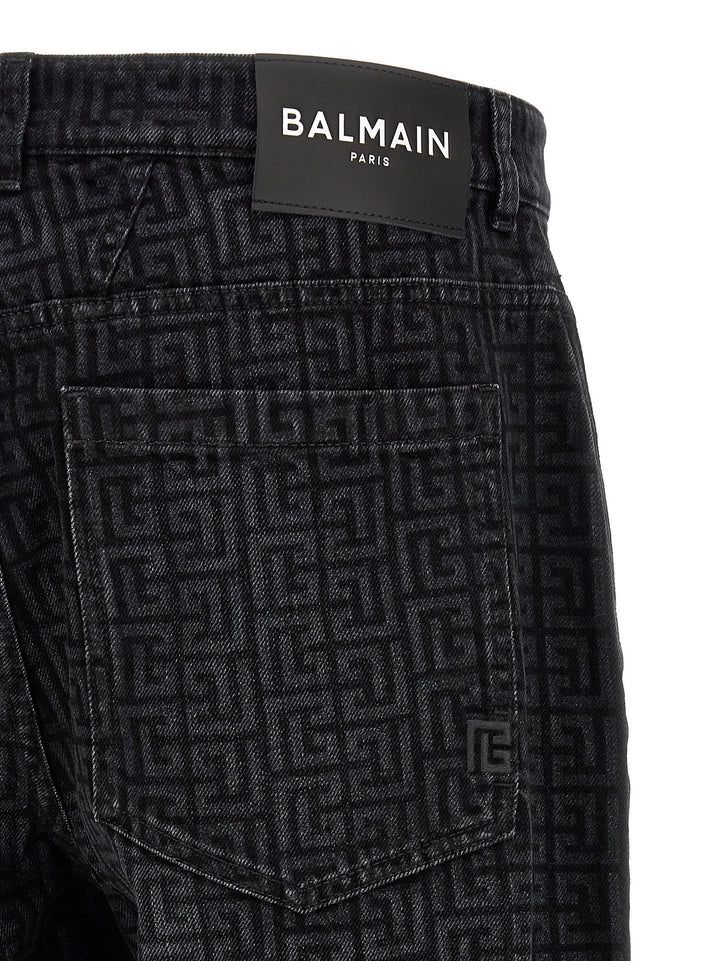 Balmain Black Cotton Straight-Leg Jeans