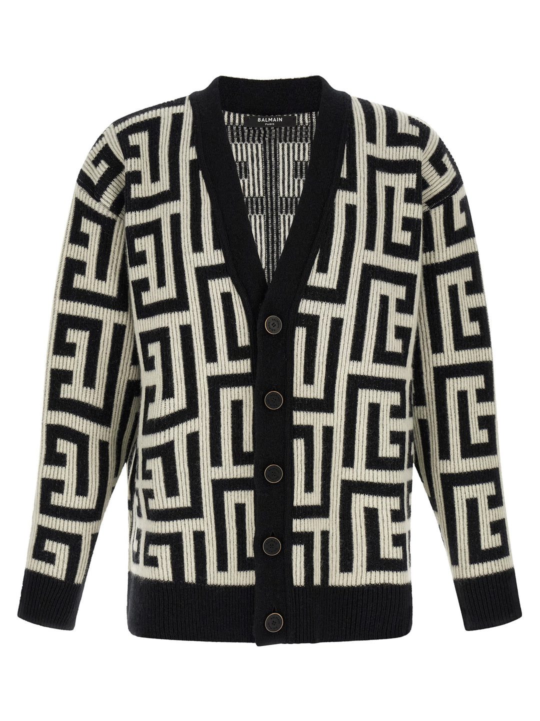 Balmain Bicolor Merino Wool Cardigan
