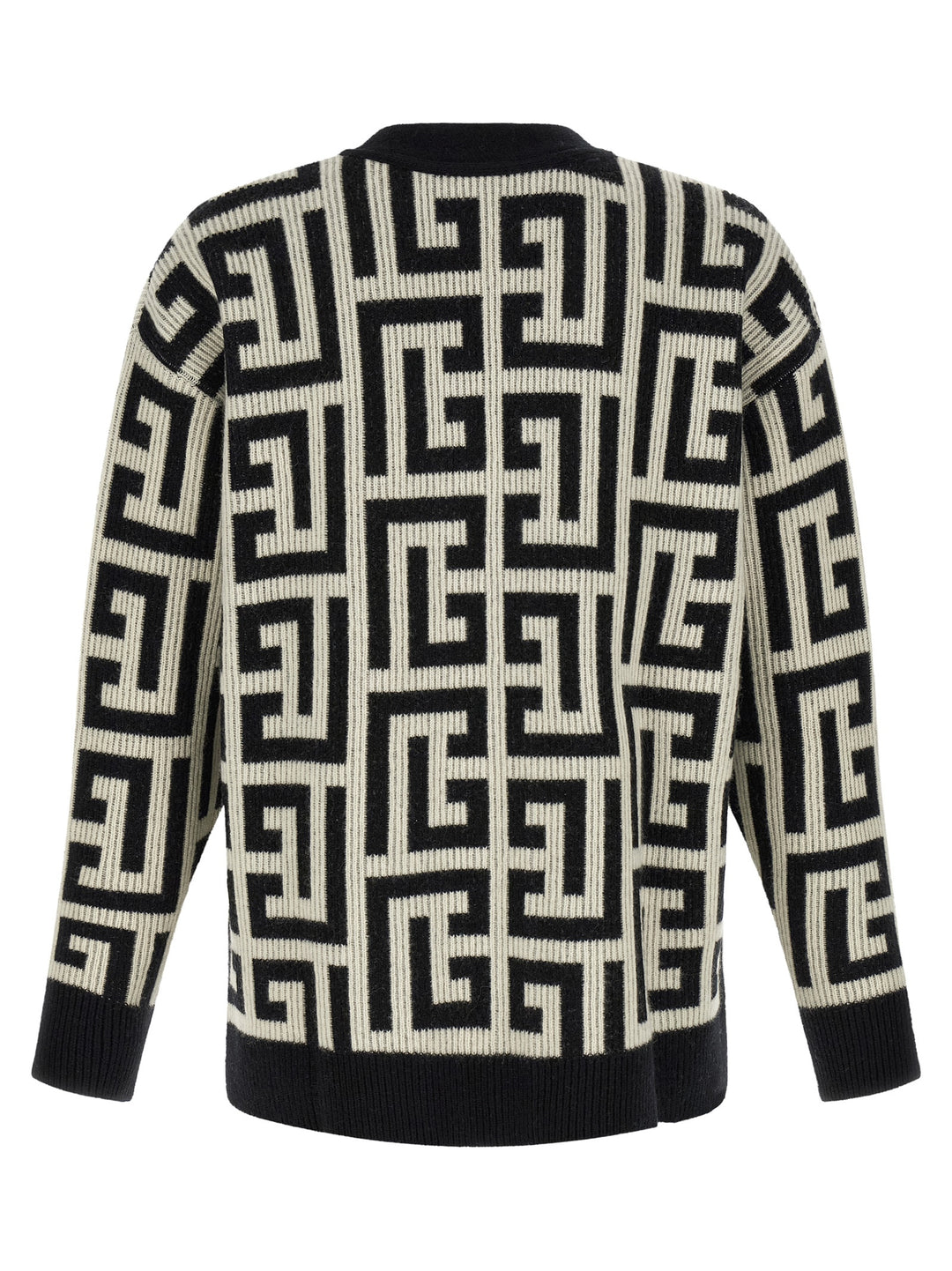 Balmain Bicolor Merino Wool Cardigan