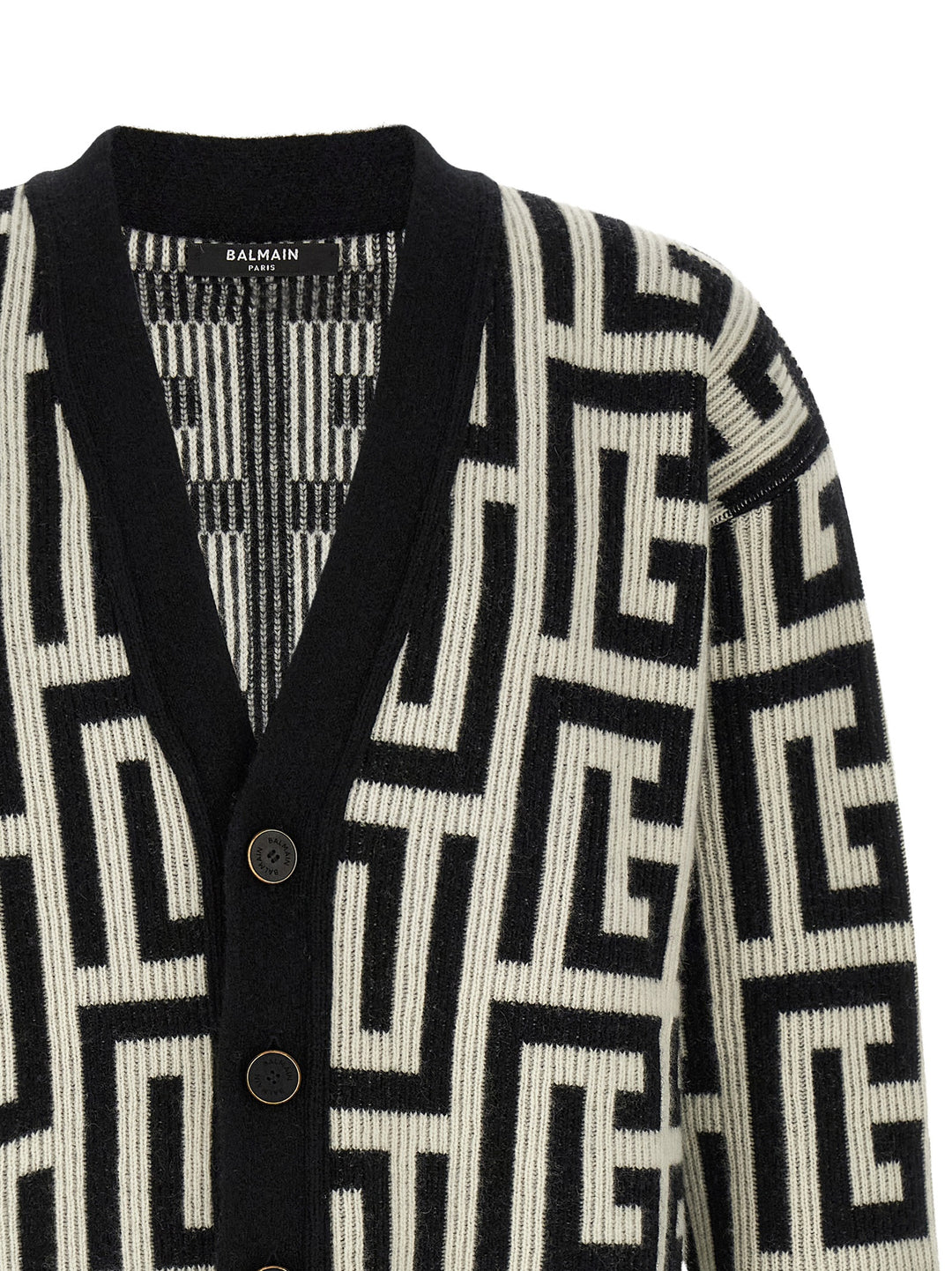 Balmain Bicolor Merino Wool Cardigan