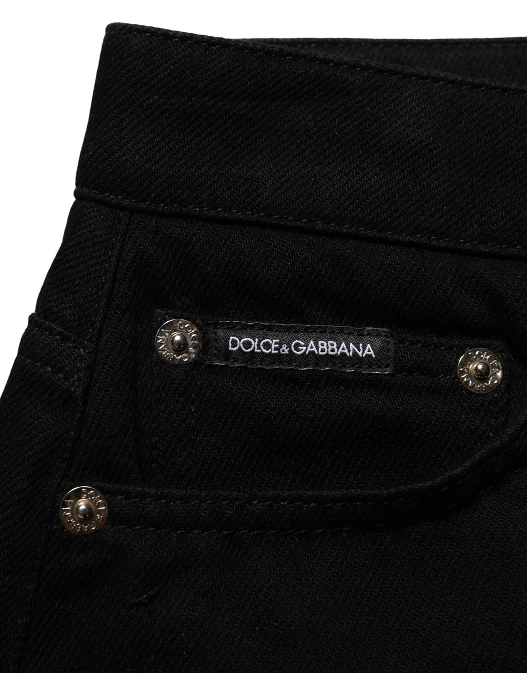 Dolce &amp; Gabbana Black Cotton Mid Rise Denim Hot Pants Shorts