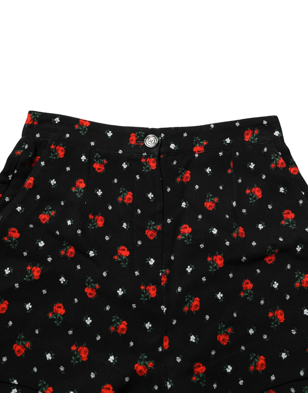 Dolce &amp; Gabbana Black Floral High Rise Women Hot Pants Shorts