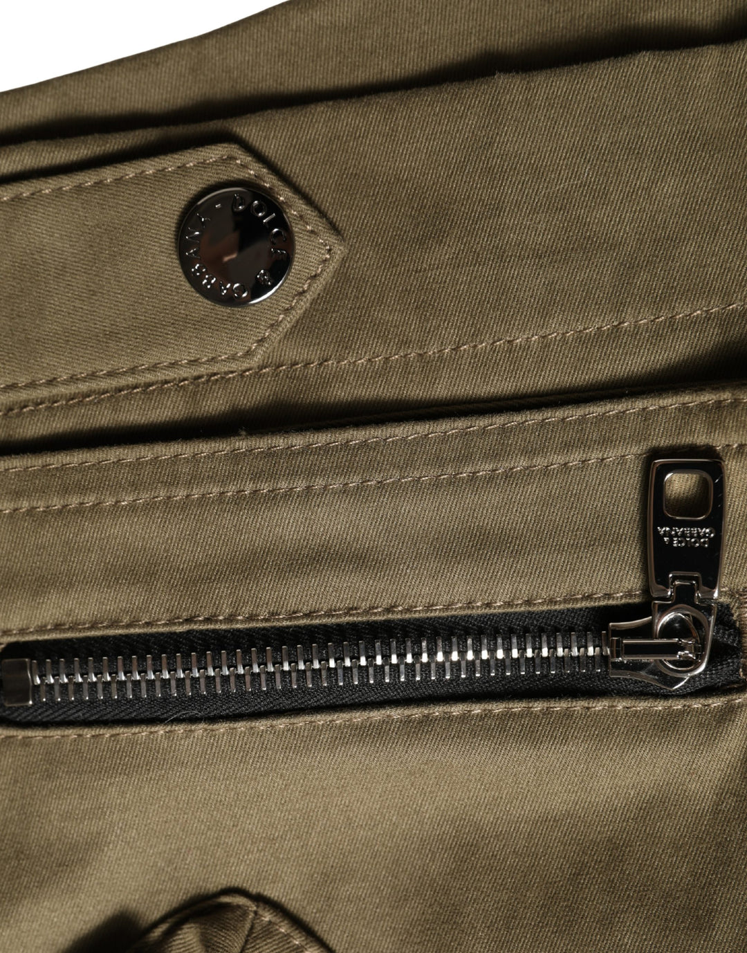 Dolce &amp; Gabbana Green Cotton Mid Rise Cargo Hot Pants Shorts