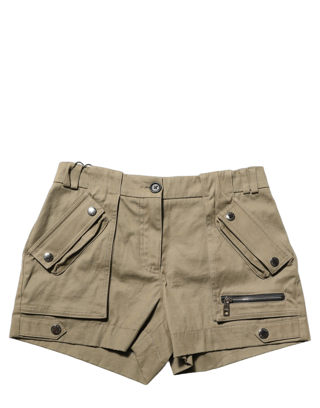 Dolce &amp; Gabbana Green Cotton Mid Rise Cargo Hot Pants Shorts