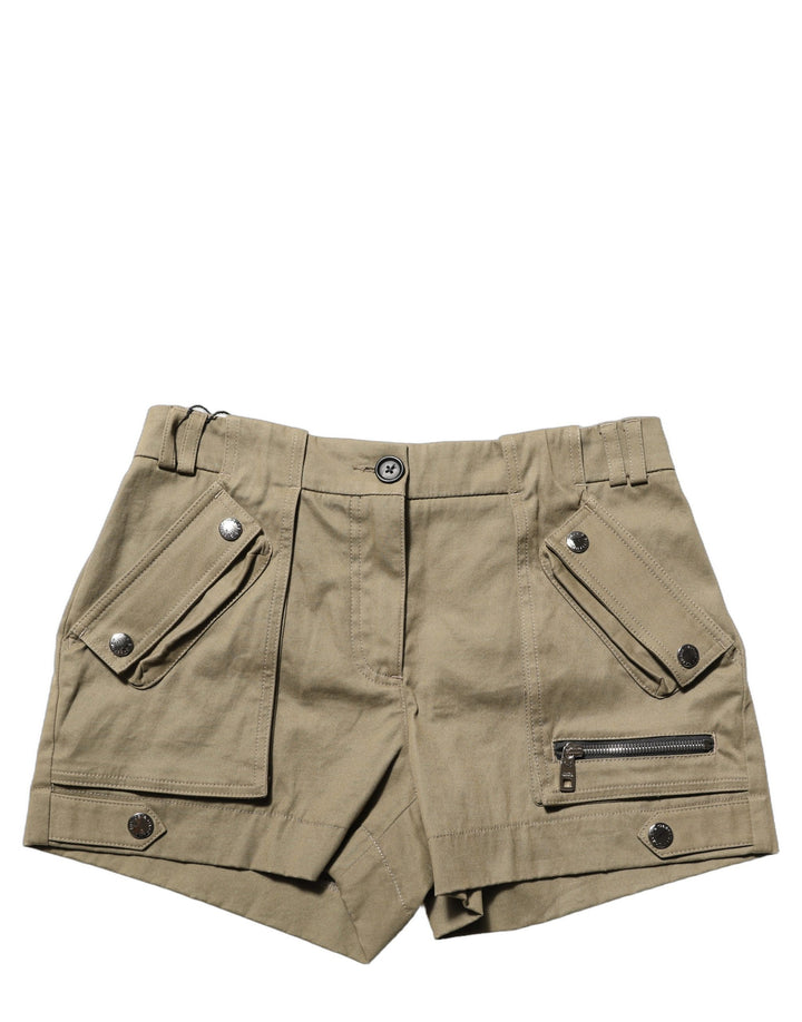 Dolce &amp; Gabbana Green Cotton Mid Rise Cargo Hot Pants Shorts