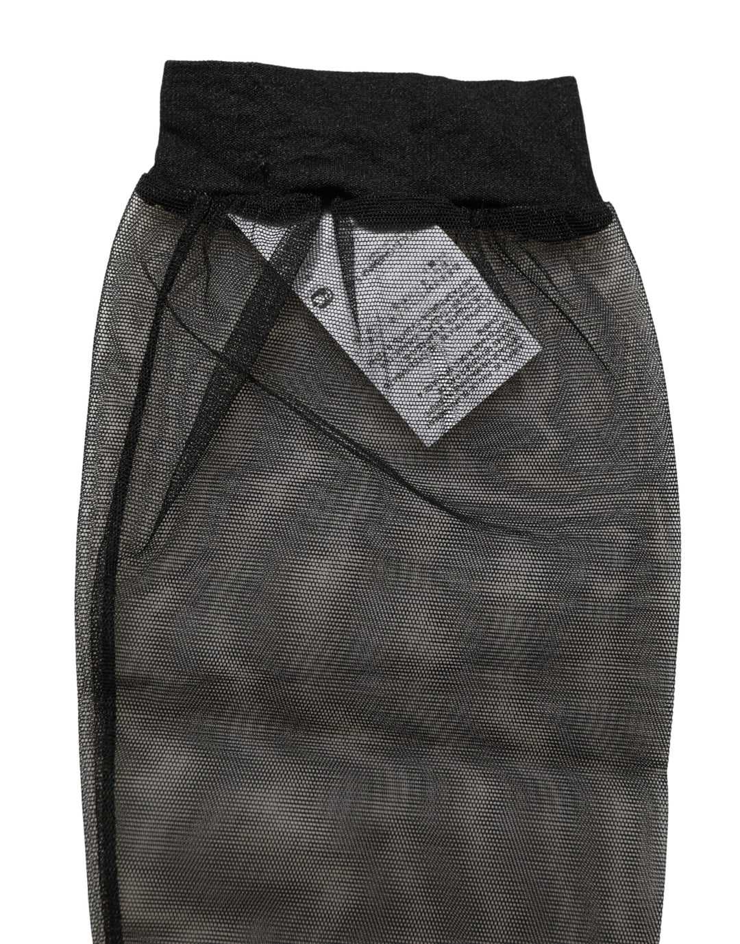 Dolce &amp; Gabbana Black Nylon Mesh Sheer Calf Long Accessory Socks