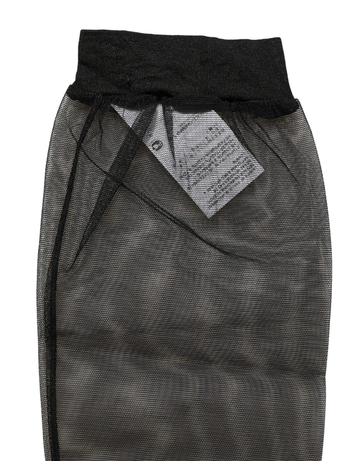 Dolce &amp; Gabbana Black Nylon Mesh Sheer Calf Long Accessory Socks