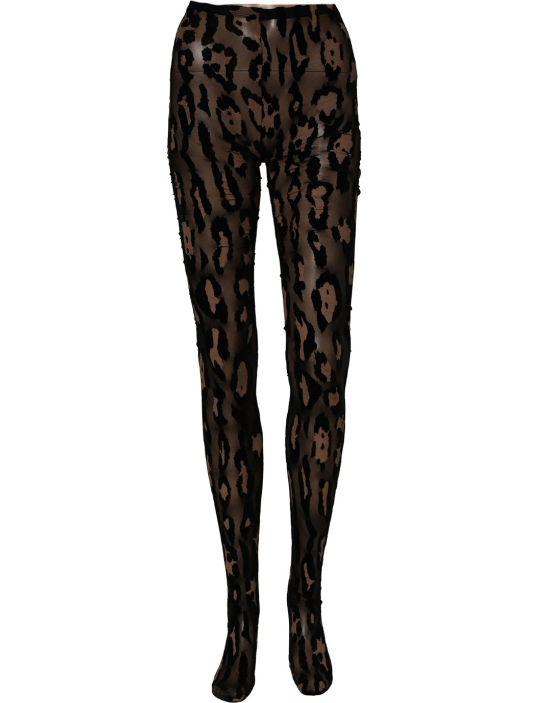 Dolce &amp; Gabbana Black Leopard Nylon Tights Stocking Pantyhose Socks