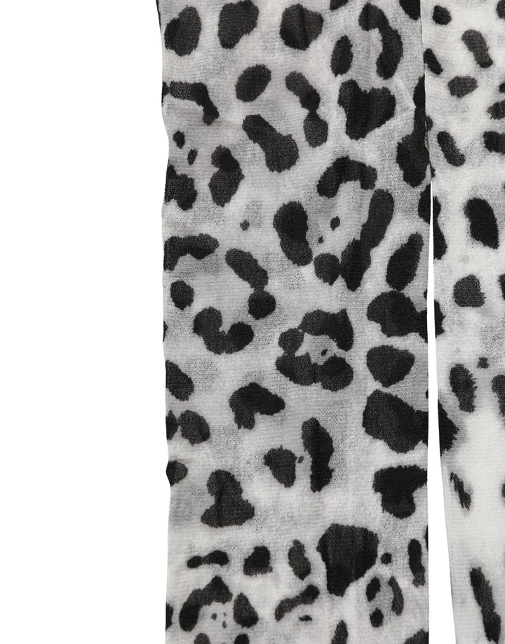 Dolce &amp; Gabbana Gray Leopard Nylon Tights Stocking Pantyhose Socks