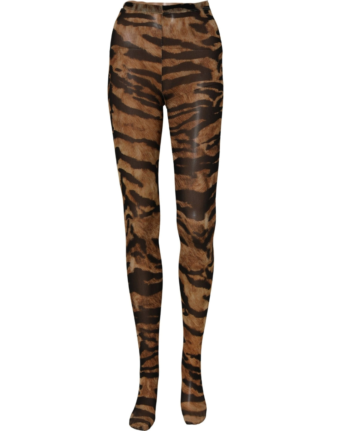 Dolce &amp; Gabbana Brown Tiger Nylon Tights Stocking Pantyhose Socks