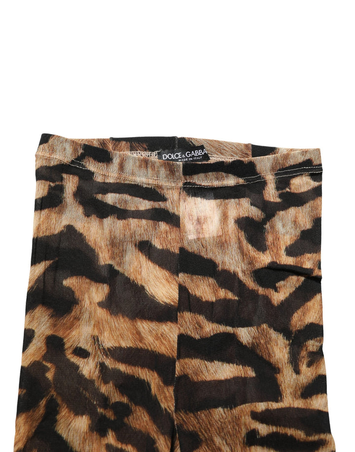 Dolce &amp; Gabbana Brown Tiger Nylon Tights Stocking Pantyhose Socks