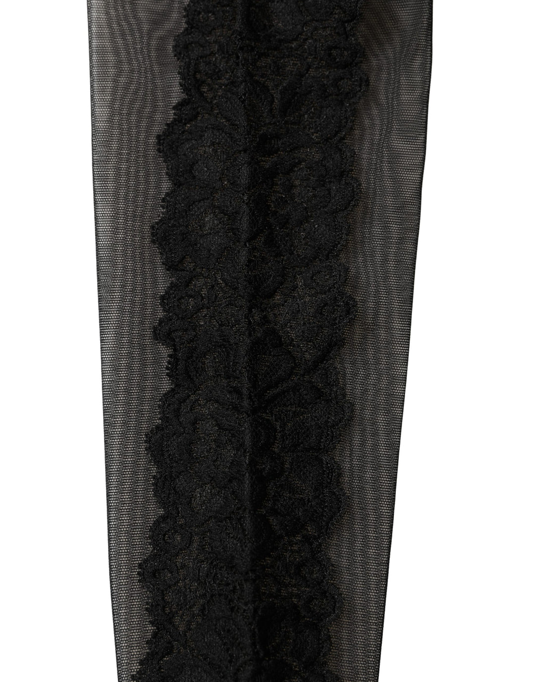 Dolce &amp; Gabbana Black Nylon Mesh Sheer Calf Long Accessory Socks
