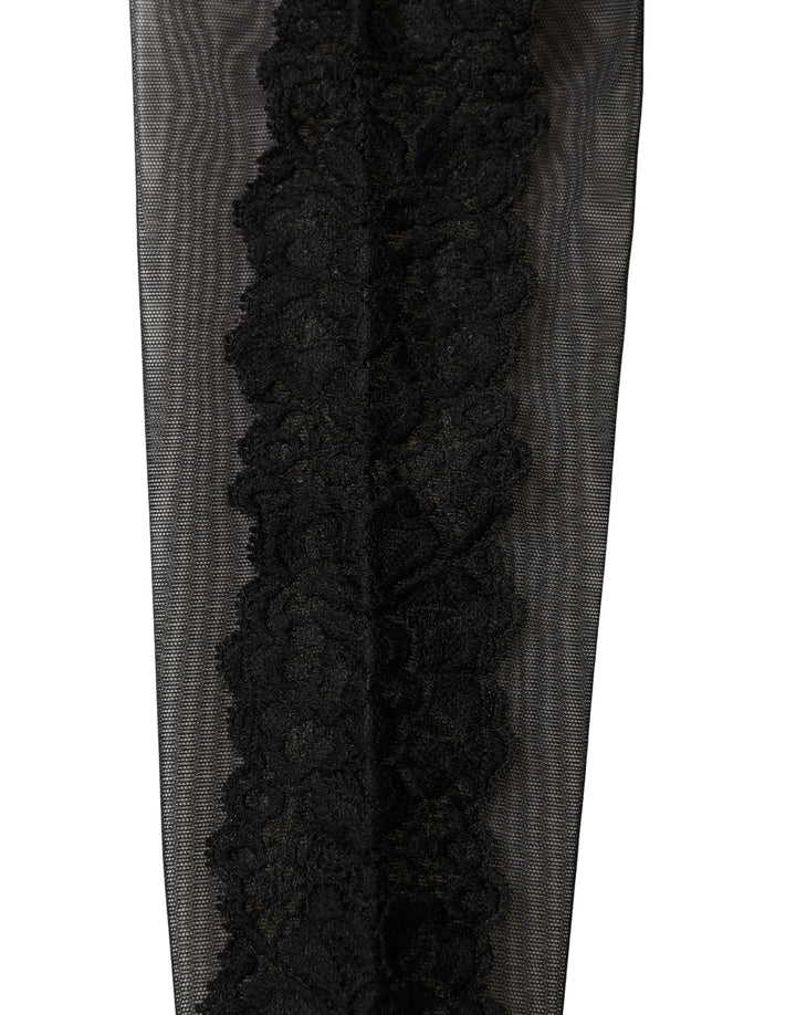 Dolce &amp; Gabbana Black Nylon Mesh Sheer Calf Long Accessory Socks
