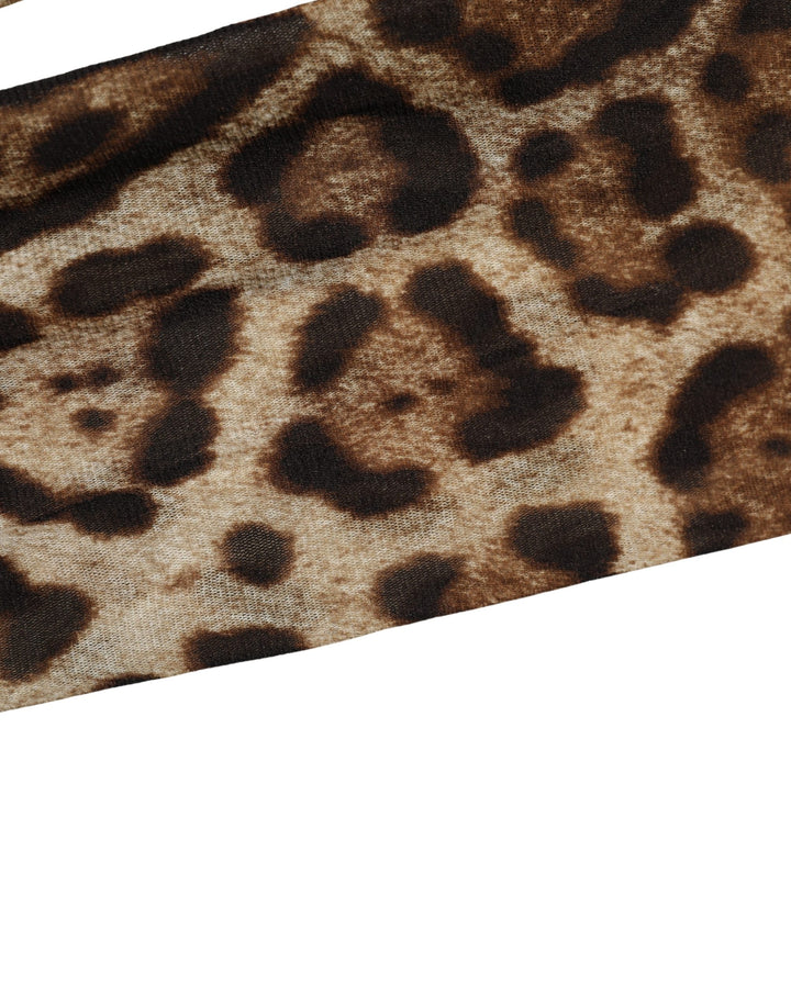 Dolce &amp; Gabbana Brown Leopard Nylon Tights Stocking Pantyhose Socks