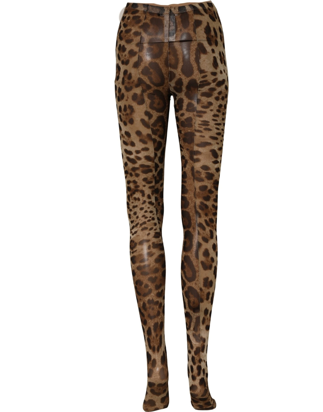Dolce &amp; Gabbana Brown Leopard Nylon Tights Stocking Pantyhose Socks