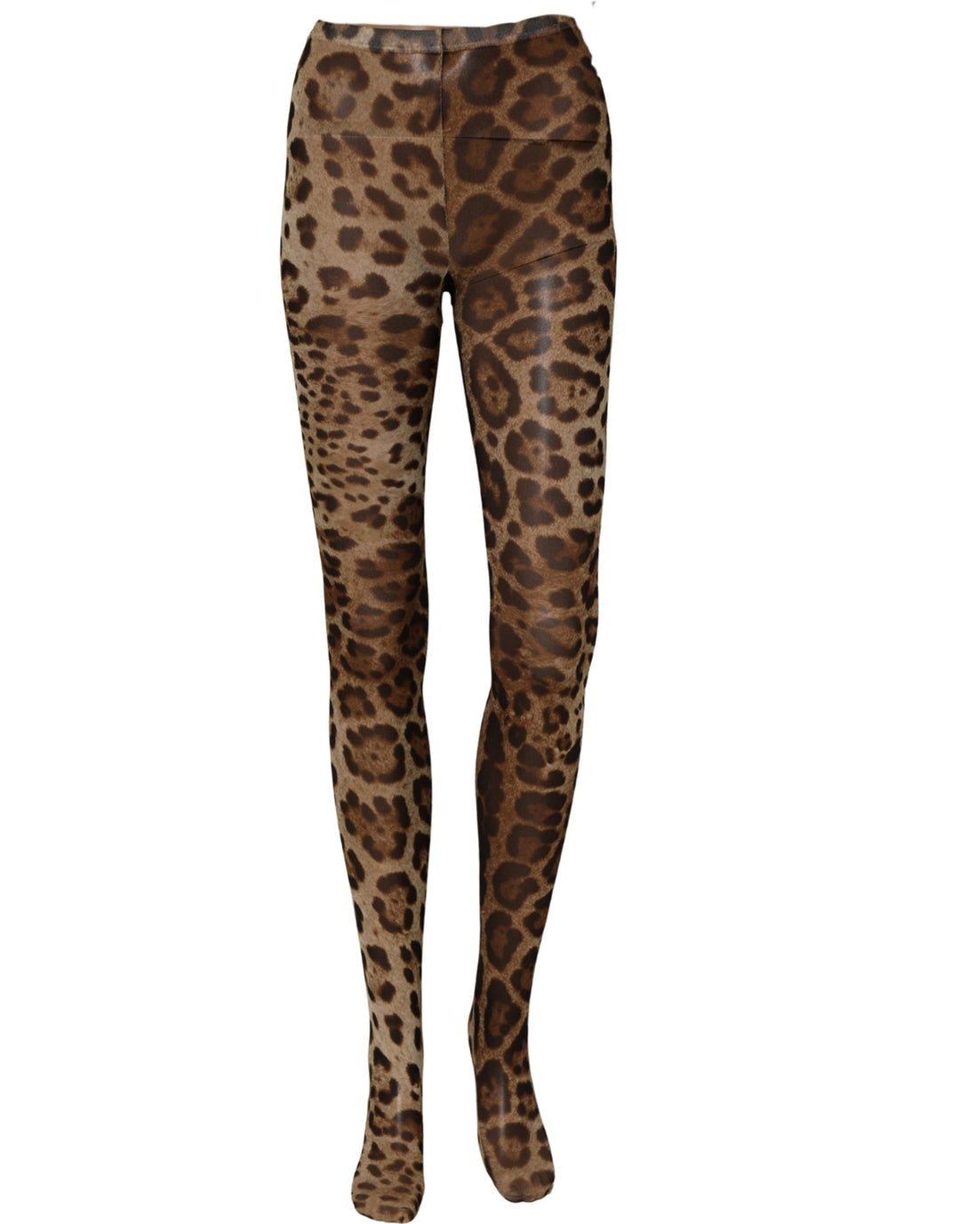 Dolce &amp; Gabbana Brown Leopard Nylon Tights Stocking Pantyhose Socks