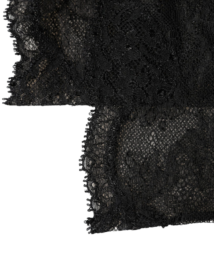 Dolce &amp; Gabbana Black Floral Lace Nylon Stretch Knee High Socks