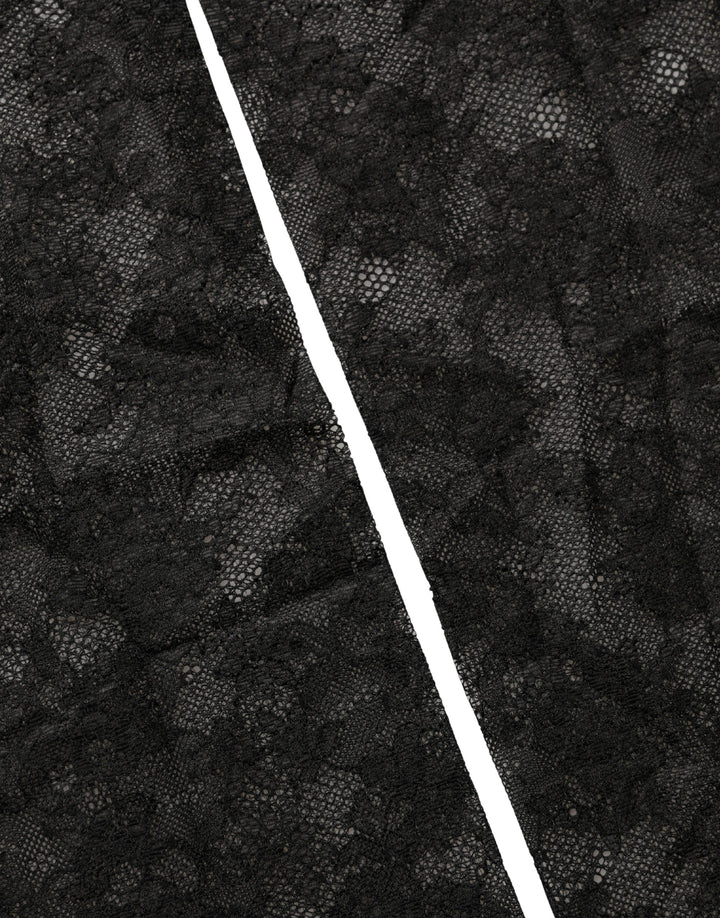 Dolce &amp; Gabbana Black Floral Lace Nylon Stretch Knee High Socks