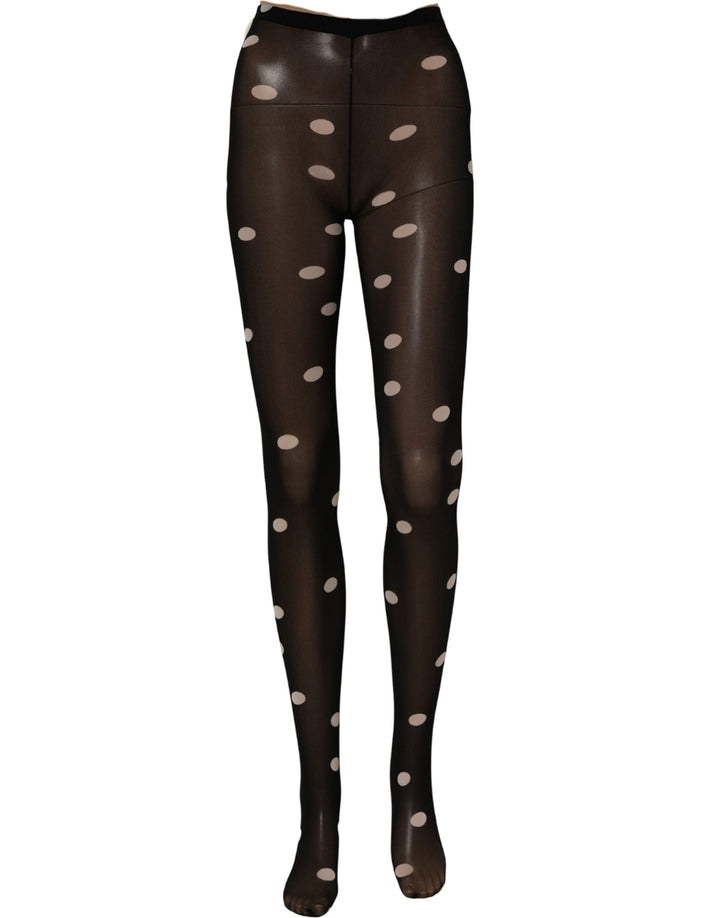 Dolce &amp; Gabbana Black Polka Dot Tights Stockings Pantyhose Socks