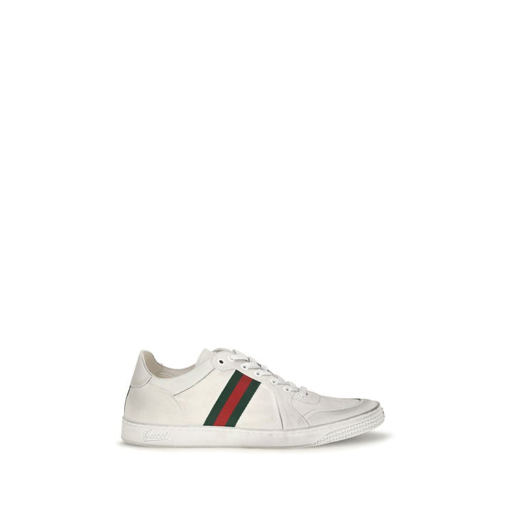 Gucci White Calf Leather Bos Taurus Low Top Sneakers