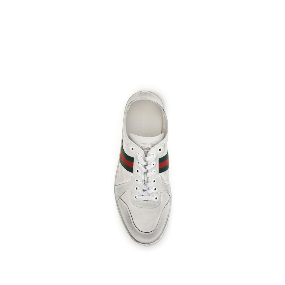Gucci White Calf Leather Bos Taurus Low Top Sneakers