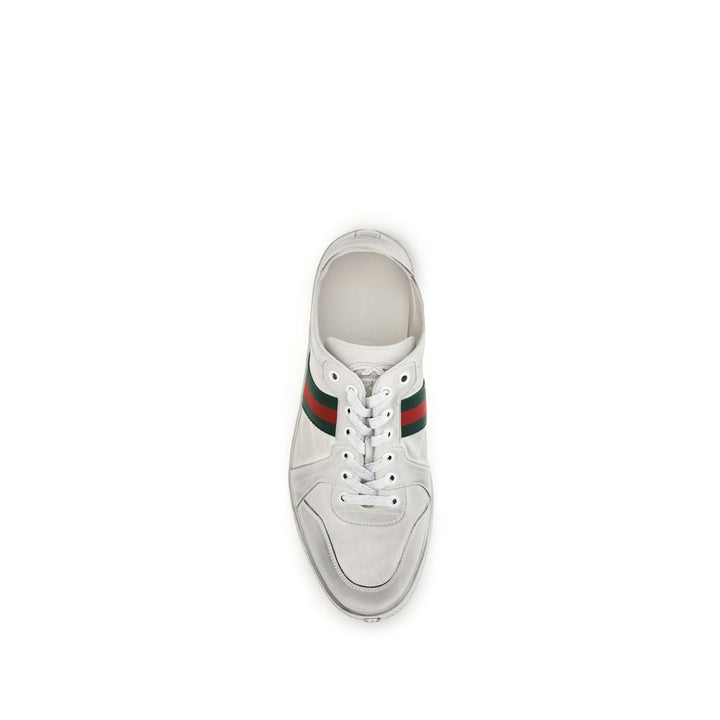 Gucci White Calf Leather Bos Taurus Low Top Sneakers