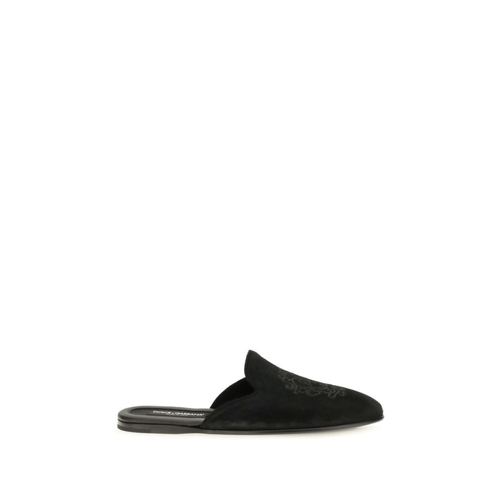 Dolce &amp; Gabbana Black Calf Leather Bos Taurus Mules