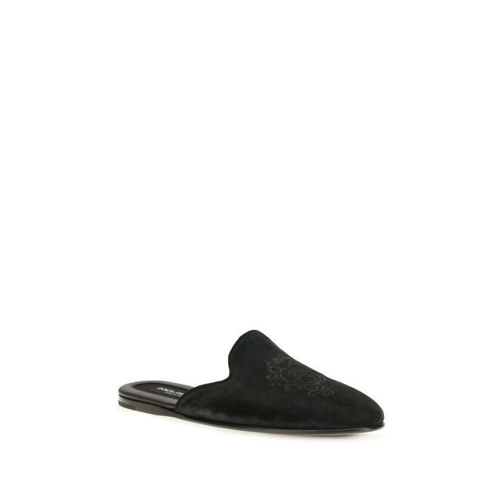 Dolce &amp; Gabbana Black Calf Leather Bos Taurus Mules