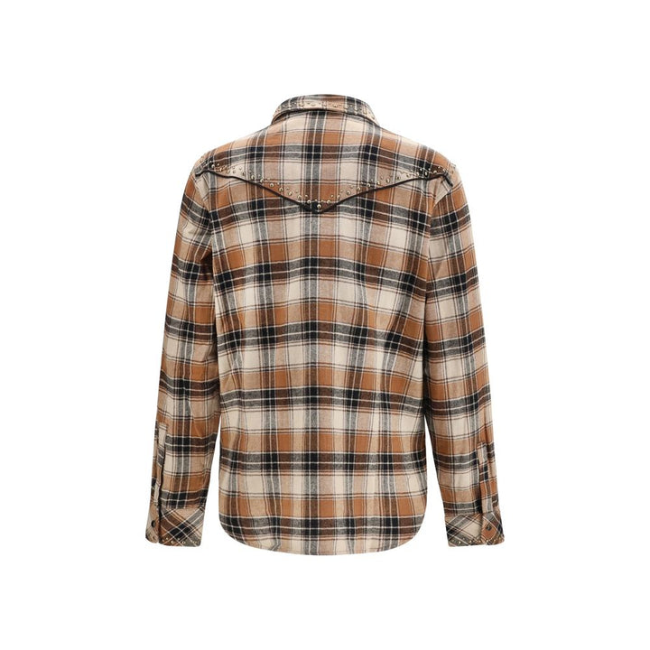 P.A.R.O.S.H. Brown Cotton Pattern Shirt