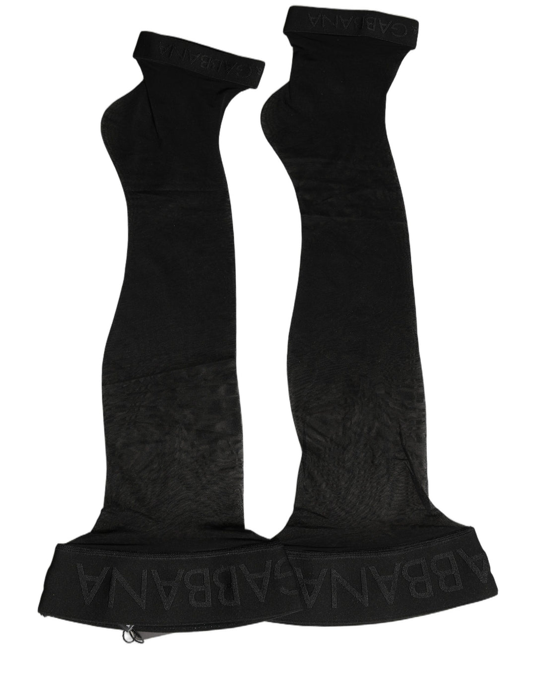 Dolce &amp; Gabbana Black Nylon Logo Calf Long Women Accessory Socks