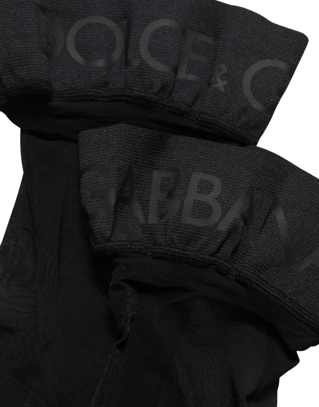 Dolce &amp; Gabbana Black Nylon Logo Calf Long Women Accessory Socks