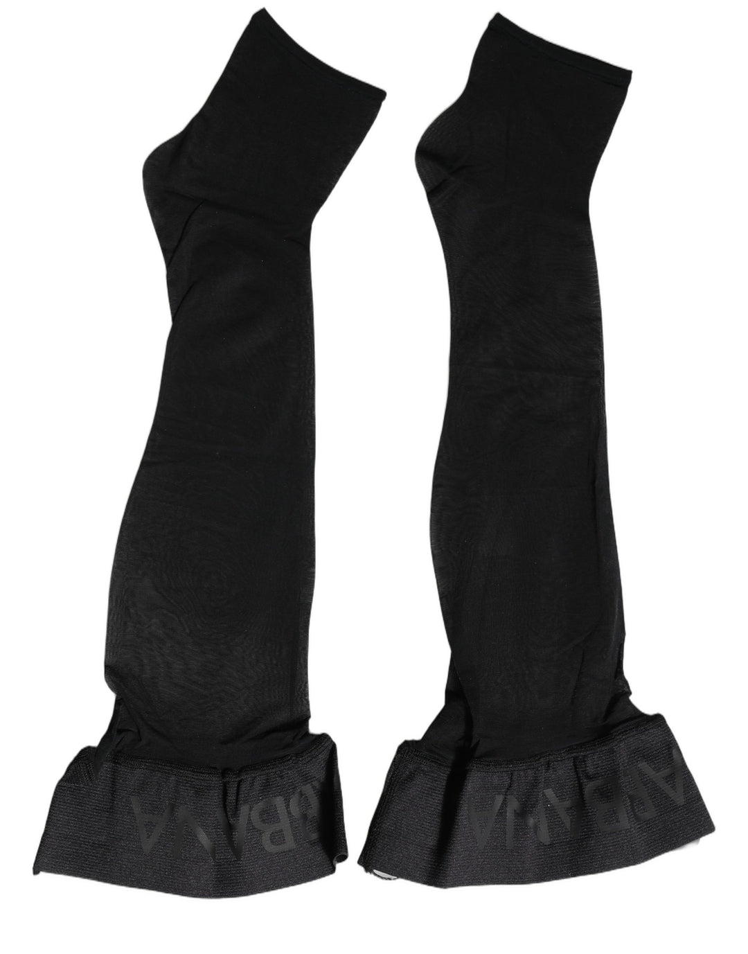 Dolce &amp; Gabbana Black Nylon Logo Calf Long Women Accessory Socks
