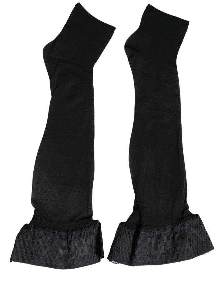 Dolce &amp; Gabbana Black Nylon Logo Calf Long Women Accessory Socks